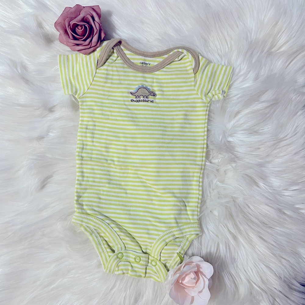 ✨Carters 6 Months Striped & Embroidered Snugglesaurus Onesie✨